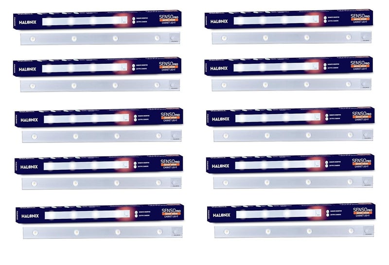 Halonix 4 Led Dimmable Rechargeable Motion Sensor Cabinet Light | USB-C Charging | Motion Sensor Light | No Wiring No Drilling | 120° Motion Detection | Dimmable Warm Yellow Cabinet Light – Pack of 10 - Image 1