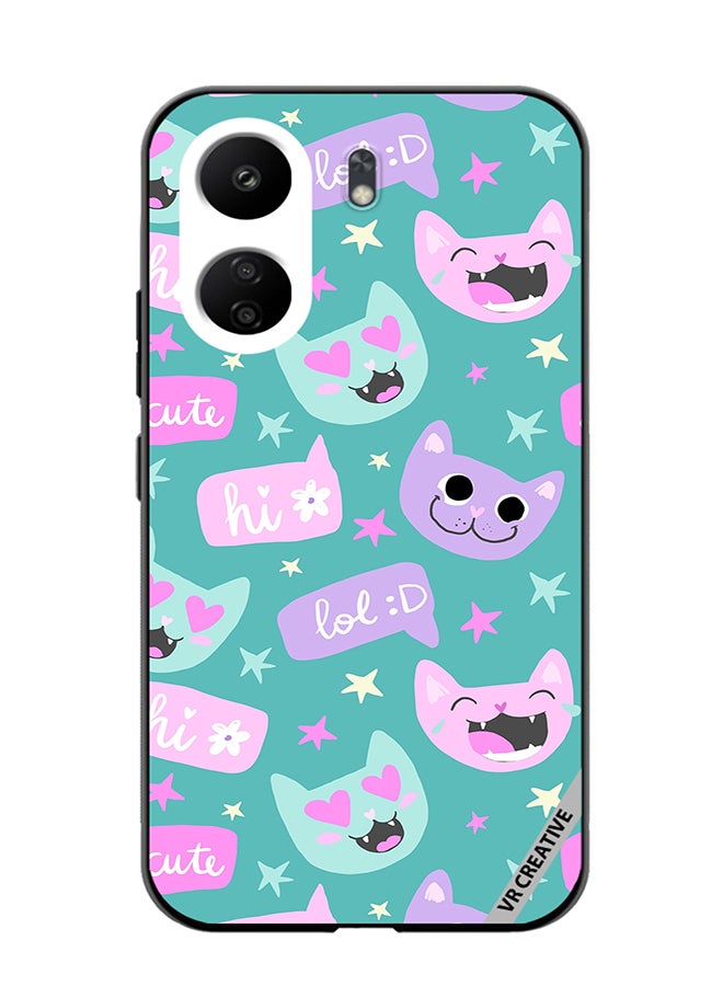 VR CREATIVE Protective Case Cover For Xiaomi Redmi 13C Cat Had And Bubble Speech Design Multicolour - Image 1