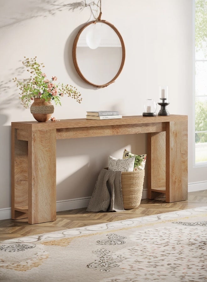 Beit Yusr Modern Natural Console Table – Light Oak Finish - Image 1