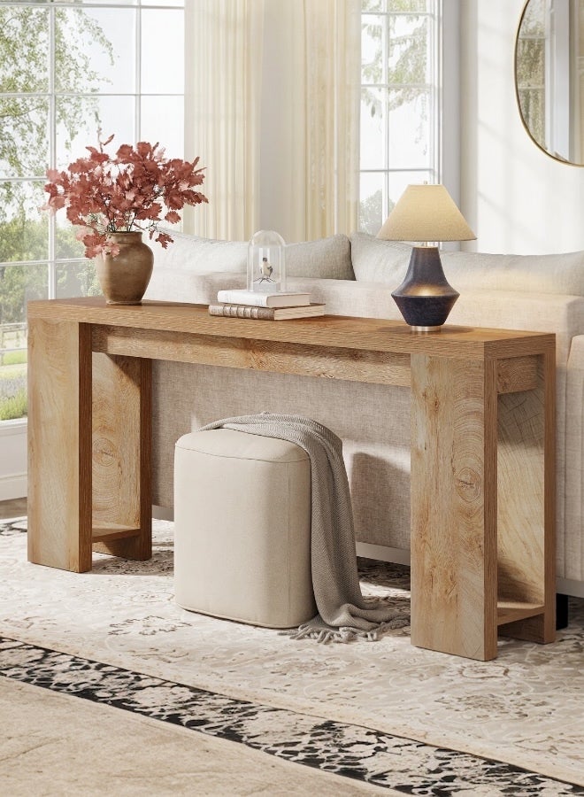 Beit Yusr Modern Natural Console Table – Light Oak Finish - Image 3