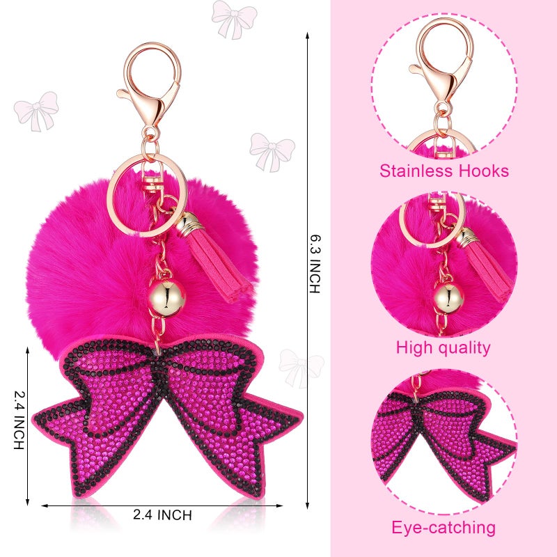 Noveread Large Cheer Backpack with Bow Keychain Cheerleading Glitter Backpack Cheerleaders Gift Cheer Bags for Sport(Hot Pink) - Image 3