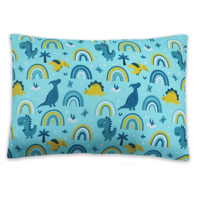 TODDLER PILLOW WITH 100 COTTON REMOVABLE COVER 20 X 15 INCHES CHILDREN PILLOWS BABY PILLOWS TEAL DINOS