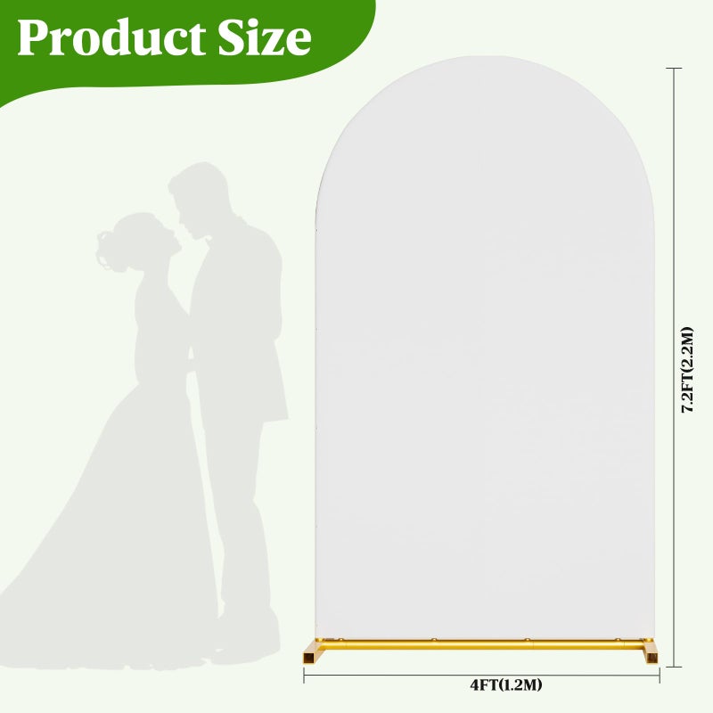 CludPark Arch Backdrop Stand and Cover Set, 7.2 x 4FT Gold Metal Wedding Arch for Ceremony, Heavy Duty Balloon Arch Stand with White Spandex Cover for Birthday Party, Baby Shower, Graduation, Event Decor - Image 3
