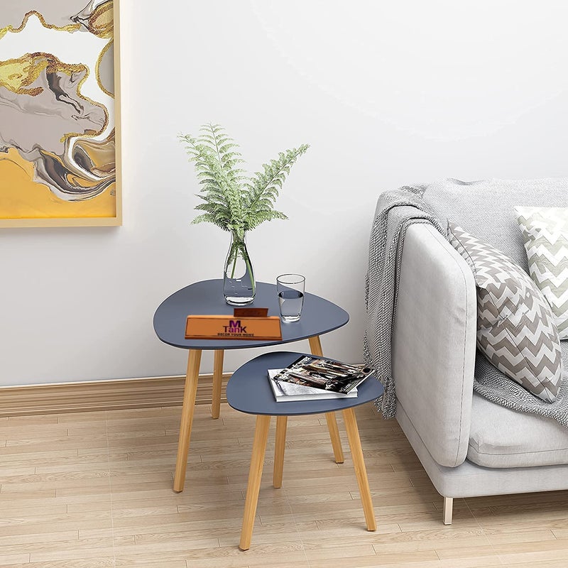 MTANK Nesting Coffee End Tables Modern Decor Side Wood Table for Home and Office Grey - Image 3