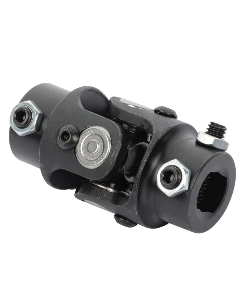 Ensun 3/4" DD x 3/4" DD Black Single Steering Shaft Universal U Joint, Maximum Working Angle: 35° Degree, Total Length: 83mm (3-1/4")