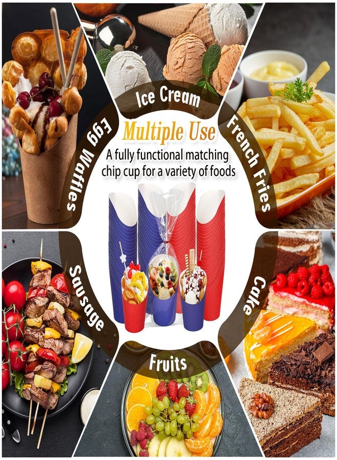 JarThenaAMCS 50Pcs Patriotic July 4th Charcuterie Cups with Sticks Plastic Treat Goodie Bags Twist Ties 14oz French Fries Cup Holder for Home Kitchen Independence Day Party - Image 5