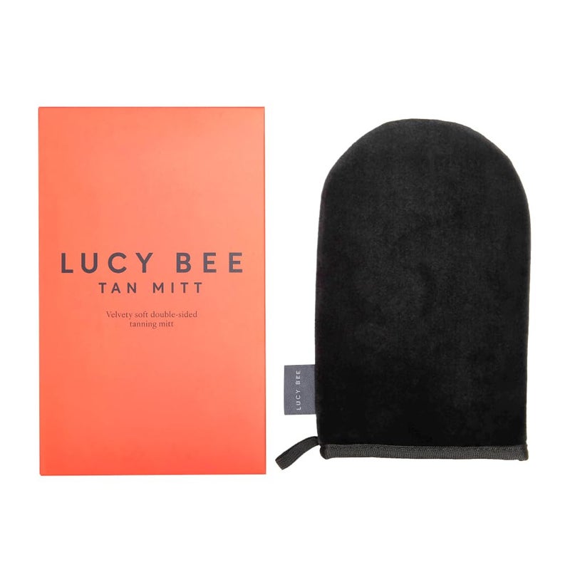 Lucy Bee Self Tanning Mitt for Body Self Tanners Premium Reusable DoubleSided Velvety Soft Applicator StreakFree Natural Tan StainFree Hands Washable Black Mitt in FSC Cardboard Packaging