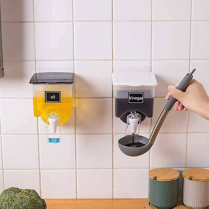 REPLEX Wallmounted Oil Bottle Soy Sauce Jar Vinegar Pot LeakProof Seasoning Storage Bottle Liquid Tank Kitchen Gadgets Organization 1 pcs - Image 5