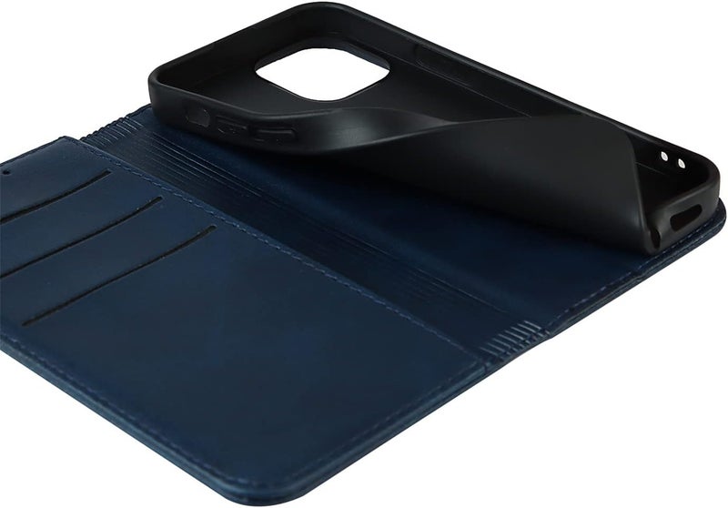 iCoverCase for iPhone 13 Wallet Case with Card Holder, PU Leather Magnetic Kickstand Feature Shockproof Protective Flip Cover Case - Blue - Image 5