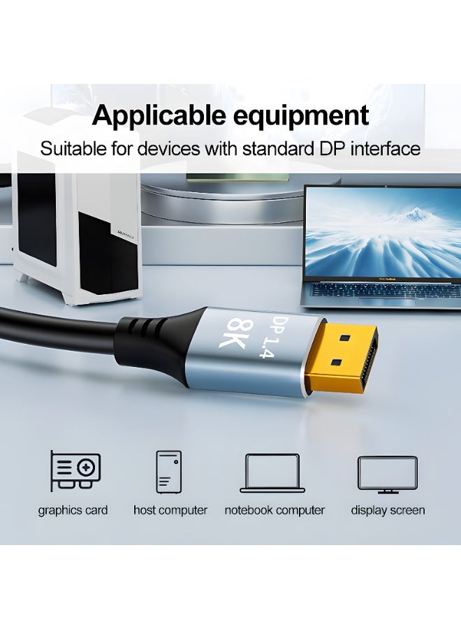 سيزمي ✦ كابل DisplayPort 1.4 بدقة 8K بطول 2 متر | يدعم 8K@60Hz و4K@240Hz بمعدل تحديث عالٍ | HDR وG-Sync وHDCP | سرعة 32.4Gbps | موصلات مطلية بالذهب | DisplayPort إلى DisplayPort | متوافق مع الشاشات الاحترافية وأجهزة الكمبيوتر وبطاقات الرسومات | بطول 2 متر - Image 5