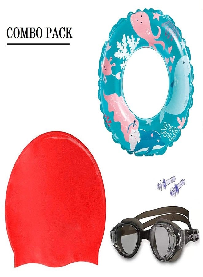 KYNA Swimming Accessories for Kids and Adults (Combo of Ring+Goggles+Cap) - Image 2