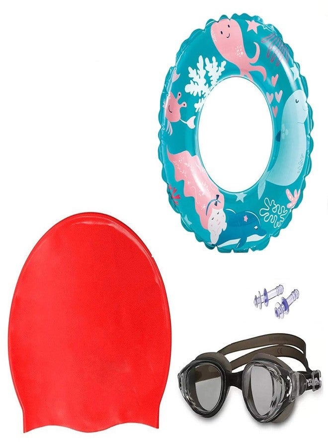 KYNA Swimming Accessories for Kids and Adults (Combo of Ring+Goggles+Cap) - Image 1