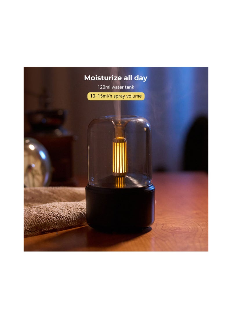 SYOSI - Essential Oil Diffuser, Mini Kids USB Portable Travel, Aroma Diffuser Humidifier, with LED Night Light & Waterless Auto Off for Bedroom, Office, Baby Room, Study, Yoga, Spa, 120ml (Black)(1 Pack) - Image 1