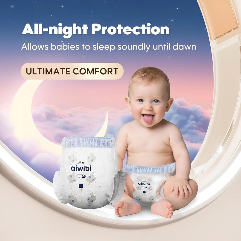 aiwibi Night Plus Baby Pants, Ultra-Slim & Super Soft Diaper Pants with Rash Protection, Hypoallergenic, Non-Woven Fabric, Water-Based Ink, Dermatest Certified (XX-Large, 36, count) - Image 2