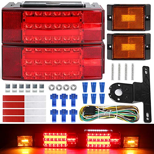 LINKITOM New Submersible LED Trailer Light Kit, Super Bright Brake Stop Turn Tail License Lights for Camper Truck RV Boat Snowmobile Over 80" Inches - Image 1