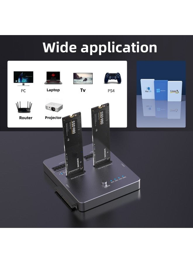 M.2 Solid State Hard Disk Box Base MSata External Box M.2 Dual Protocol Hard Disk Clone Copying Machine-Color:Dark Gray  - Image 3