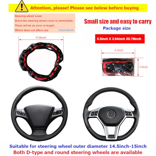 KHGUZ Bling Car Steering Wheel Cover NonSlip Elastic Stretch Leather Auto Steering Wheel Protector Sparkling Diamond Vehicle Decor Accessories for Women Girls Universal for Vehicles Red - Image 3