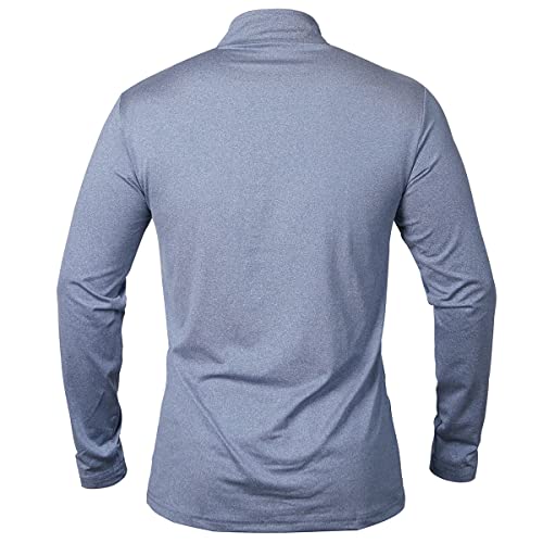 MANSDOUR Men's Active Sports Shirt 1/4 Zip Performance Long Sleeve Workout Running T Shirt Pullover Tops Light Blue - Image 3