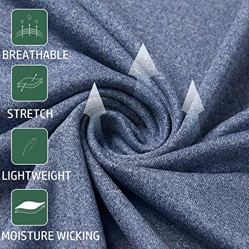 MANSDOUR Men's Active Sports Shirt 1/4 Zip Performance Long Sleeve Workout Running T Shirt Pullover Tops Light Blue - Image 5