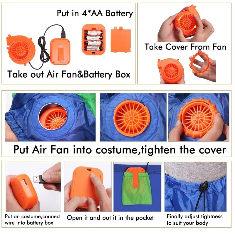 Double Couple Inflatable Alien Dinosaur Costume Halloween Blow up Costumes for Adult Kids - Image 5