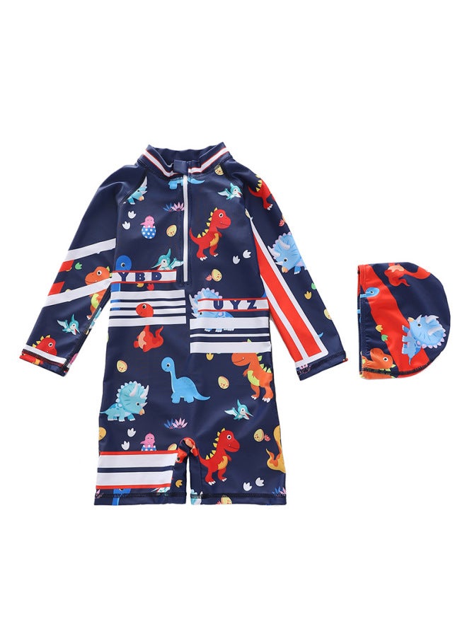 Boys Long Sleeve Cartoon Dinosaur Swimwear Anti Sand Surfsuit Colorful Design P2341 11MZ - Image 1
