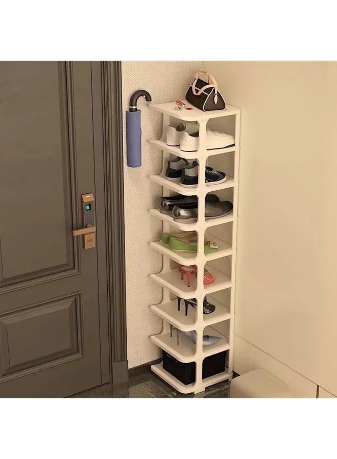 Generic 9 Tier Shoe Rack Space Saving Organizer for Large Shoes, Narrow Shoe Rack, Stackable Shelf , White  - Image 1