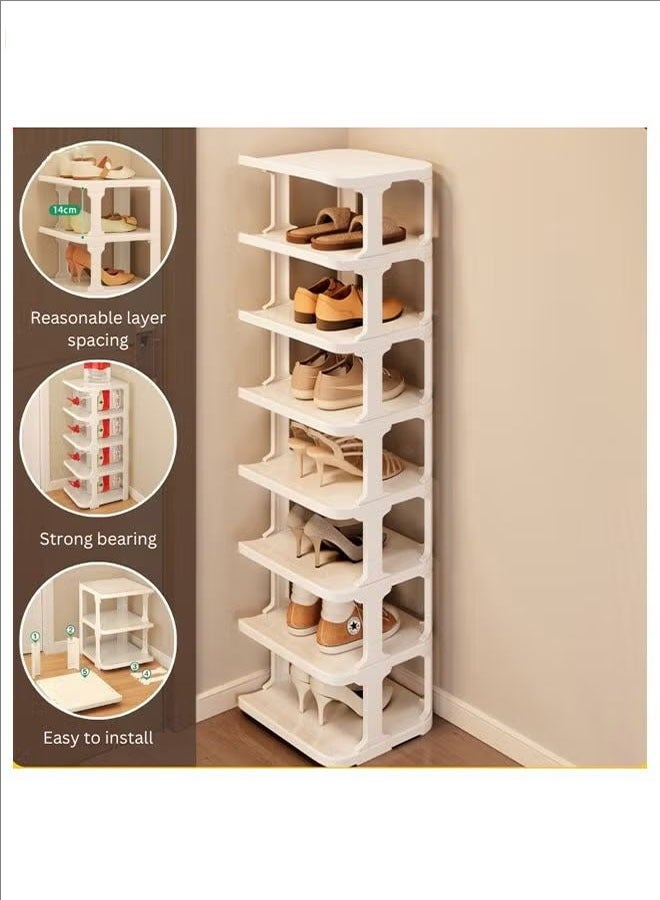 Generic 9 Tier Shoe Rack Space Saving Organizer for Large Shoes, Narrow Shoe Rack, Stackable Shelf , White  - Image 2