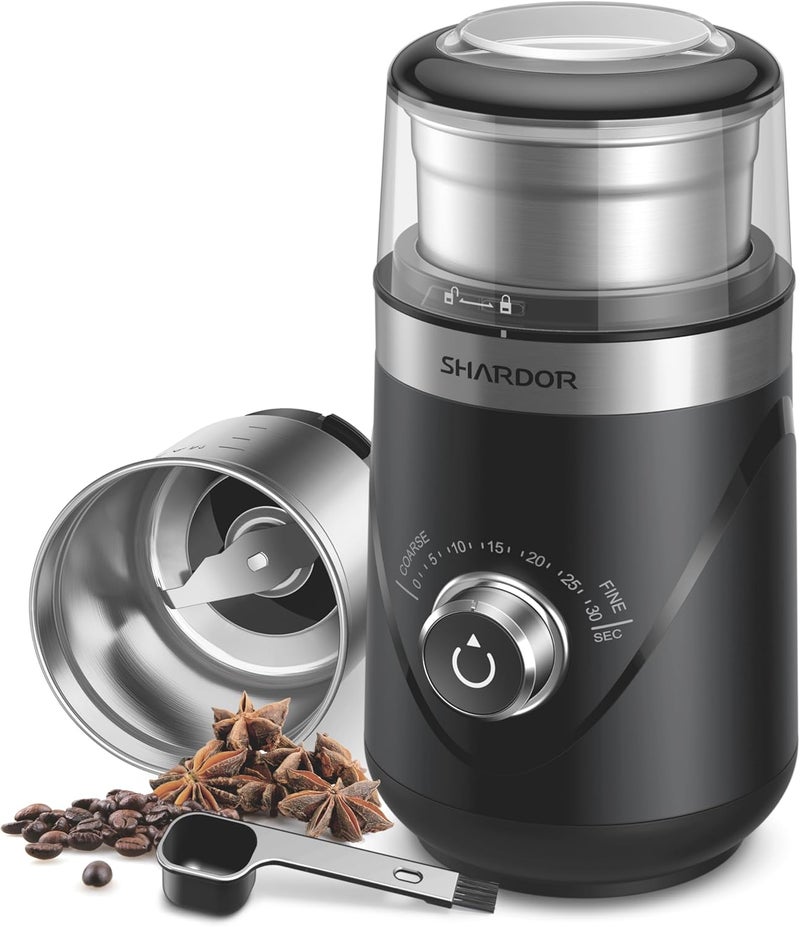 SHARDOR Adjustable Electric Coffee Bean Grinder, Herbal/Seasoning, Espresso with 1 Removable Stainless Steel Bowl, Matte Black - Image 1