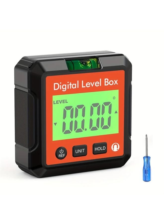 Orange Digital Protractor Inclinometer Level Bevel Gauge High Precision 4 in 1 Angle Measuring Tool - Image 1