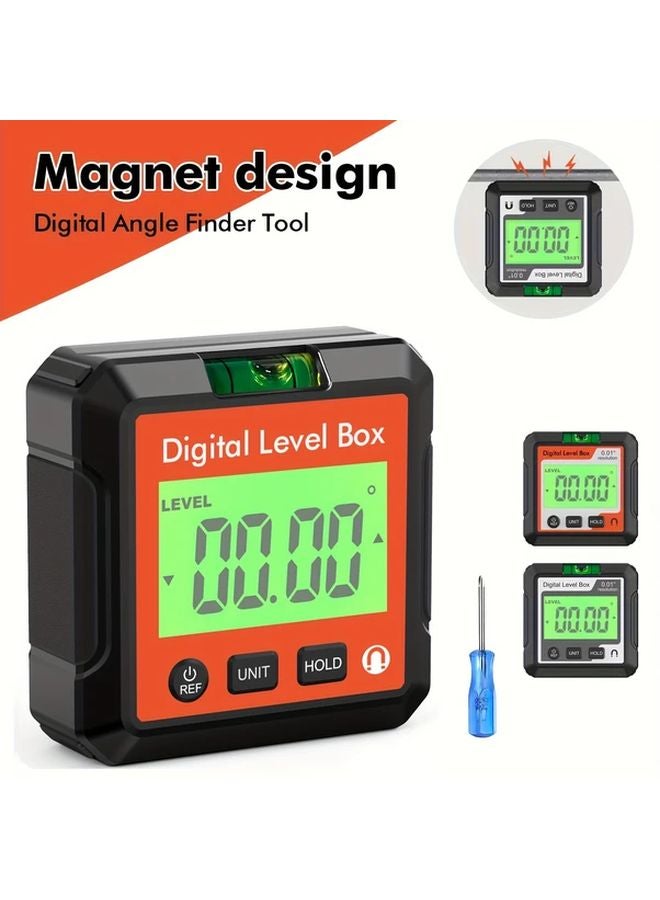 Orange Digital Protractor Inclinometer Level Bevel Gauge High Precision 4 in 1 Angle Measuring Tool - Image 2