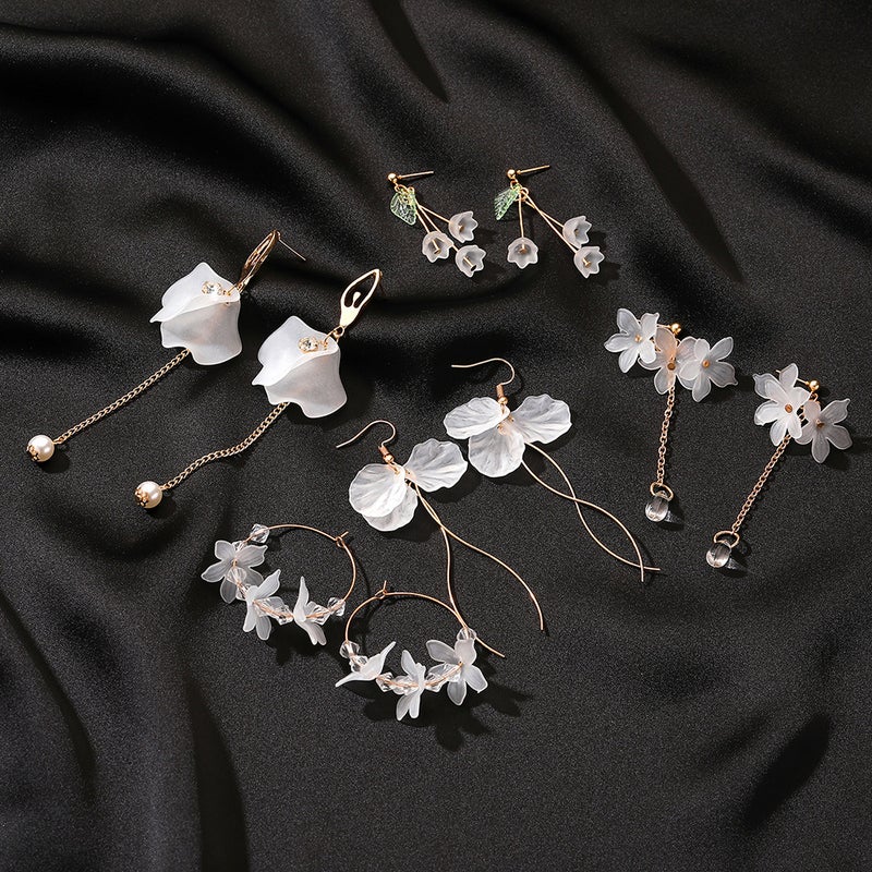 ofeankri Summer Elegant Chanel Style Earrings, Fairy Trendy Multi-Layer Ice Flower Petal Design with Vintage Tassel Long Earrings for Women - Image 2