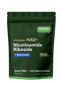 High Purity NAD Supplement True NAD Plus Supplement Resveratrol for Anti-Aging, Energy, Focus DNA Repair and Boost NAD+ for Cellular Energy Metabolism 80 Capsules/Bag