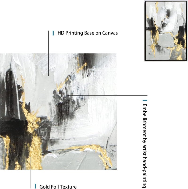 Zessonic Grey and Gold Abstract Wall Art - 2 Pack - Image 2
