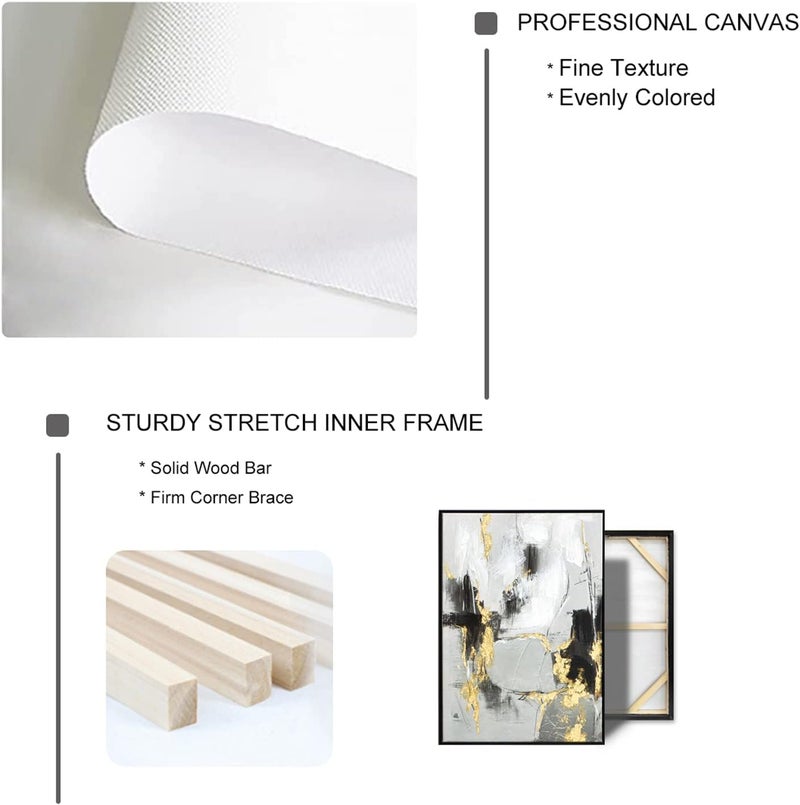 Zessonic Grey and Gold Abstract Wall Art - 2 Pack - Image 5