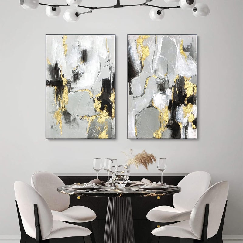 Zessonic Grey and Gold Abstract Wall Art - 2 Pack - Image 4