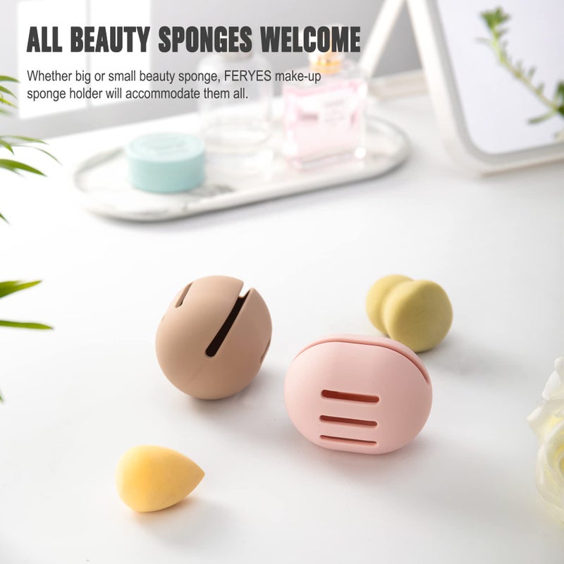 FERYES Makeup Sponge Holder â€“ Shatterproof Eco-Friendly Silicone Beauty Make Up Blender Case for Travel - Pink - Image 5
