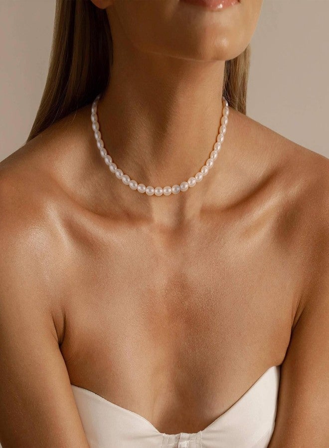 AllenCOCO Pearl Necklaces for Women - Pearl Choker Necklace Strands, Adjustable Chain, Dainty Handmade Vintage Jewelry for Women, Statement, Hypoallergenic - Image 3