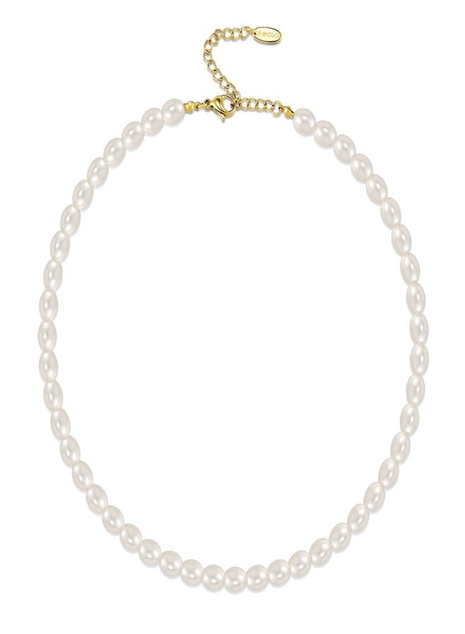 AllenCOCO Pearl Necklaces for Women - Pearl Choker Necklace Strands, Adjustable Chain, Dainty Handmade Vintage Jewelry for Women, Statement, Hypoallergenic - Image 1