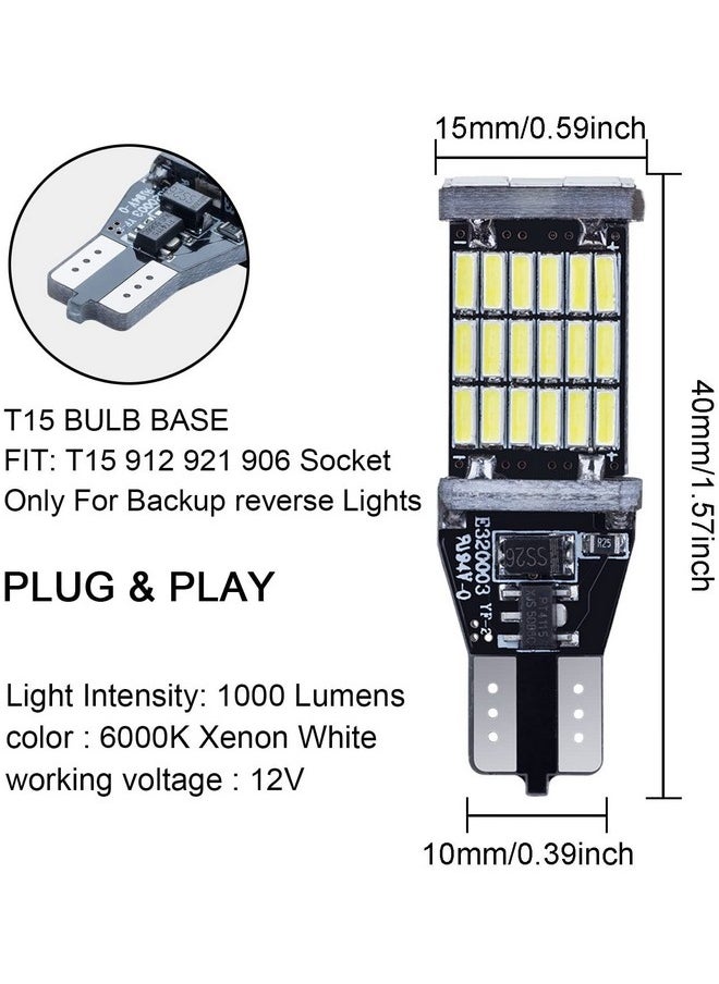 AUTOMAZE - Automaze T15 W6W 912 921, LED light for Car Truck Backup Reverse Lights, Canbus Error Free, 2000 Lumen 4014 Chipset 45 SMD | White - Image 1