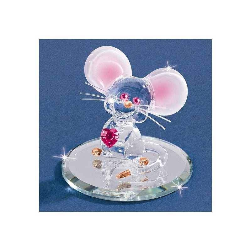 Glass Baron Glass Baron Too Cute Mouse Figurine Pink Gold Animal Heart Collectibles Decorative