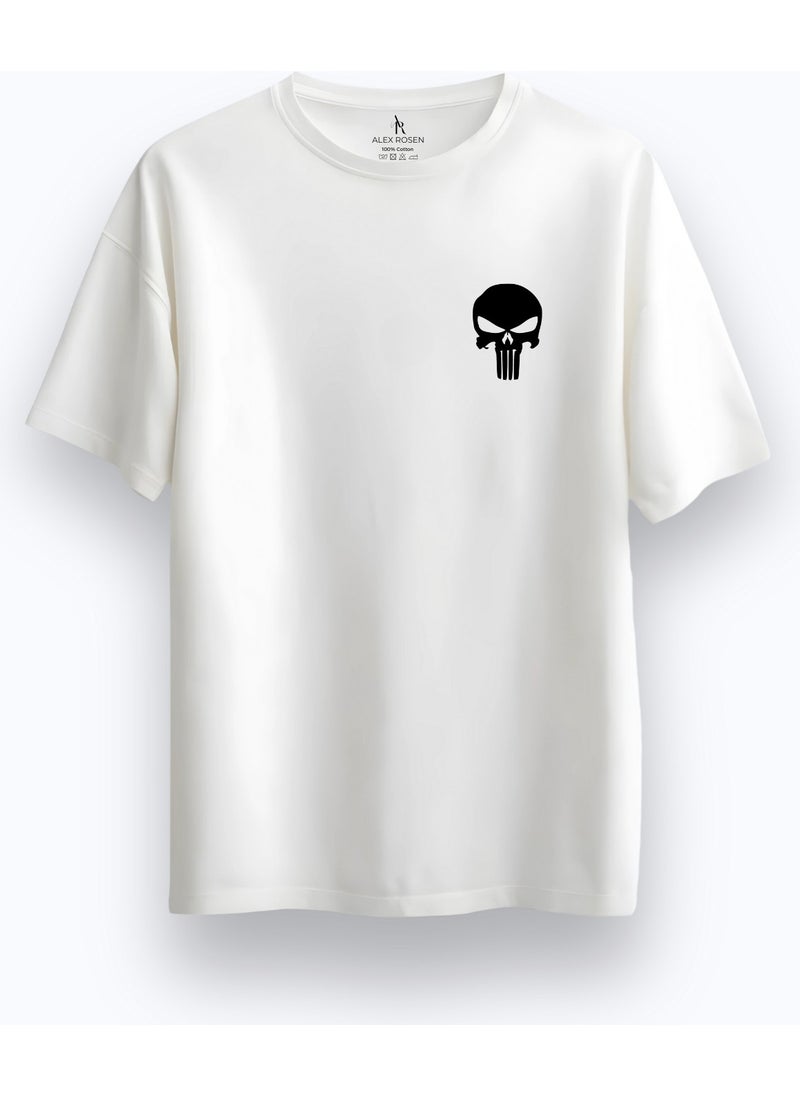 Alex Rosen Unisex Oversize Crew Neck Printed Short Sleeve White T-Shirt  - Image 3