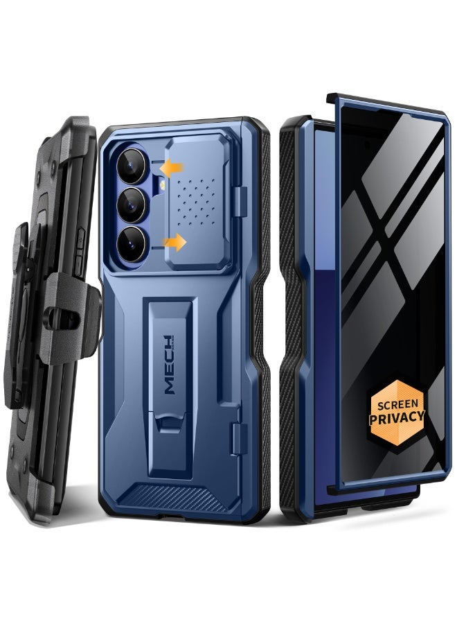 TONGATE for Z Fold 7 Case with Privacy Screen Protector, [Built-in Slide Camera Cover & Stand] [Anti Spy] Military Grade Drop Phone Case for Samsung Galaxy Z Fold 7 with Belt Clip, Blue Privacy - Image 1