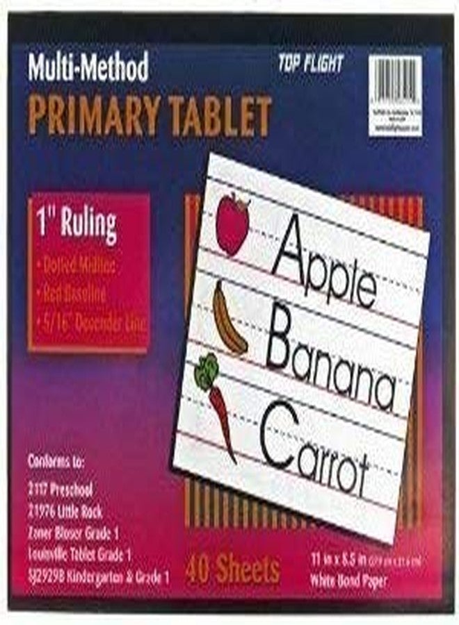 Top Flight Multi-Method 1st Grade Primary Tablet, 1 Inch Ruling, Bond Paper, 11 x 8.5 Inches, 40 Sheets 56415 (Pack of 3) - Image 2