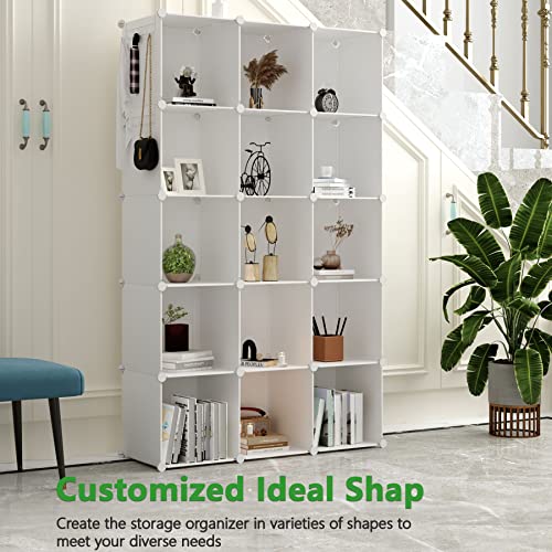 C&AHOME Cube Storage Organizer, 16-Cube Shelves Units, Plastic Storage Cubes, DIY Closet Organizer, Modular Closet Storage Shelves Ideal for Home, Bedroom, 48.4" L × 12.4" W × 48.4" H Milky UPCS16M - Image 5