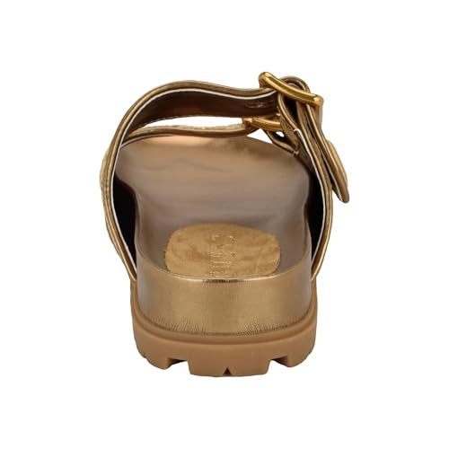 Guess Women's Fastent Sandal, Medium Natural/Gold Logo 710, 8 - Image 3