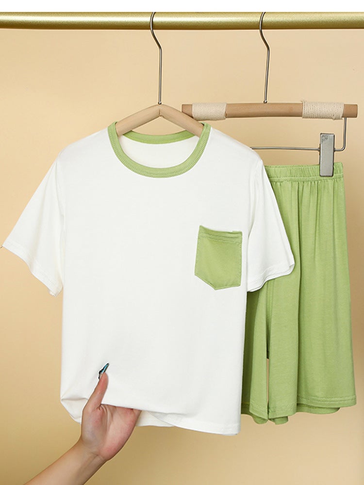 Children'S Pajamas Modal Boys' Short-Sleeved Suit Summer Ice Silk Girls' Home Clothes Large Children'S And Boys' Air-Conditioning Clothes - Image 4