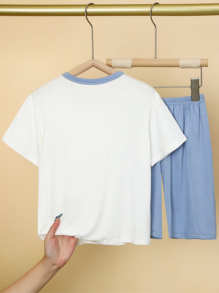 Children'S Pajamas Modal Boys' Short-Sleeved Suit Summer Ice Silk Girls' Home Clothes Large Children'S And Boys' Air-Conditioning Clothes - Image 5