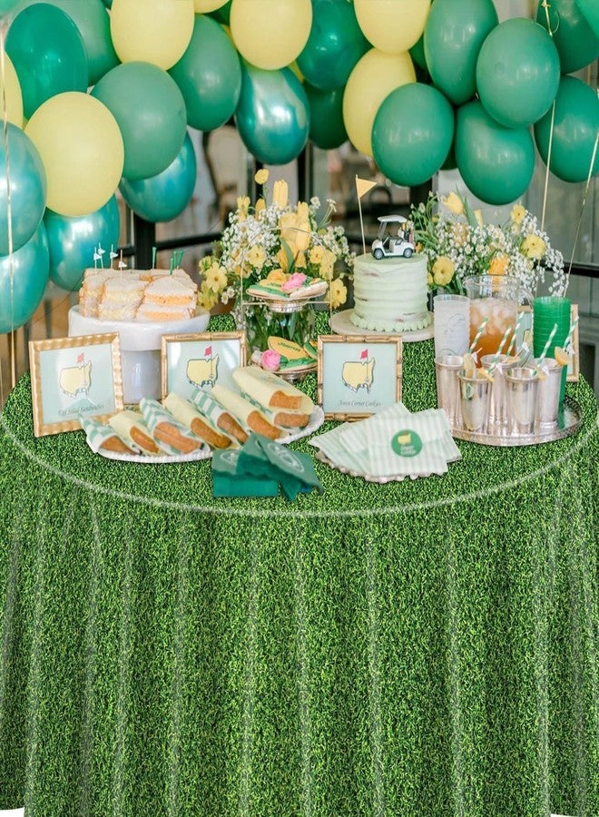 PIXHOTUL Green Grass Tablecovers, Round Grass Pattern Plastic Tablecloths, Soccer Party Supplies for Sports Theme Parties Supplies Golf Soccer Football Event Decor, 84 x 84 Inch - Image 4