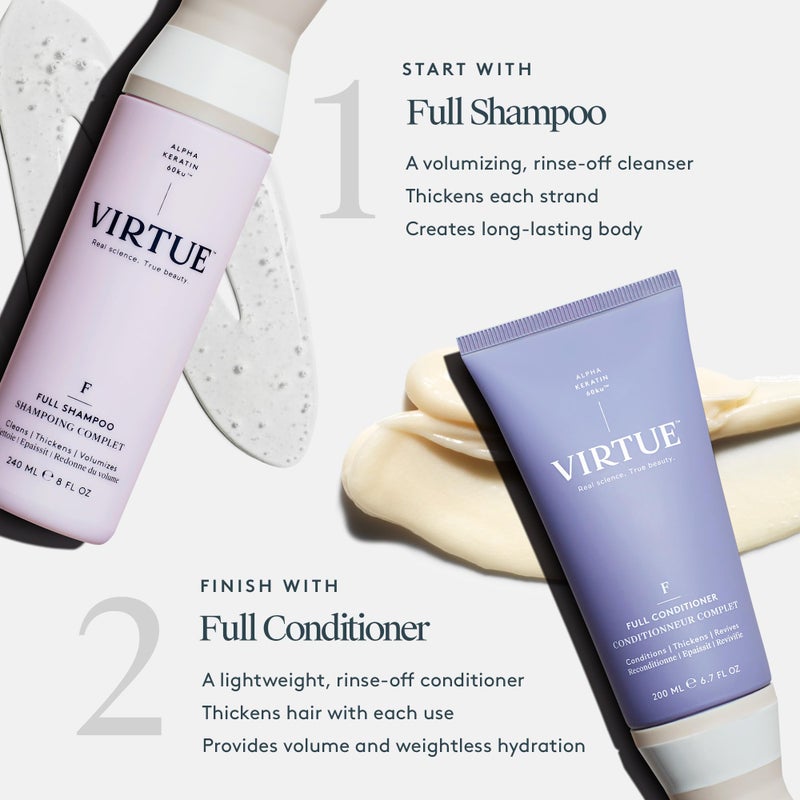VIRTUE Full Sulfate Free Volumizing Shampoo Thickens Hair, Safe for All Hair Types, Color Safe - Image 4