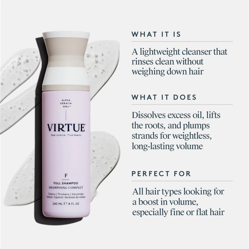 VIRTUE Full Sulfate Free Volumizing Shampoo Thickens Hair, Safe for All Hair Types, Color Safe - Image 2